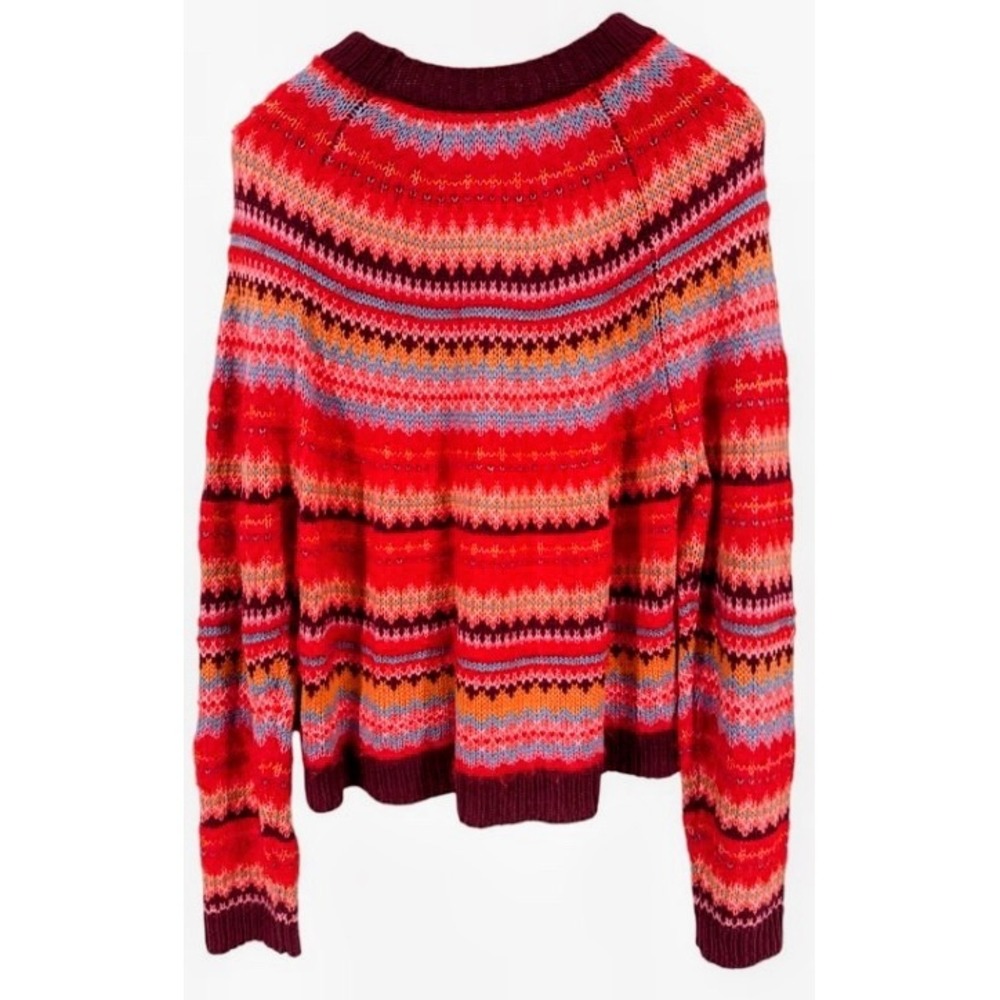 American Eagle Fair Isle Sweater Women Large Red Nordic Après Ski Heritage Knit - Picture 3 of 13